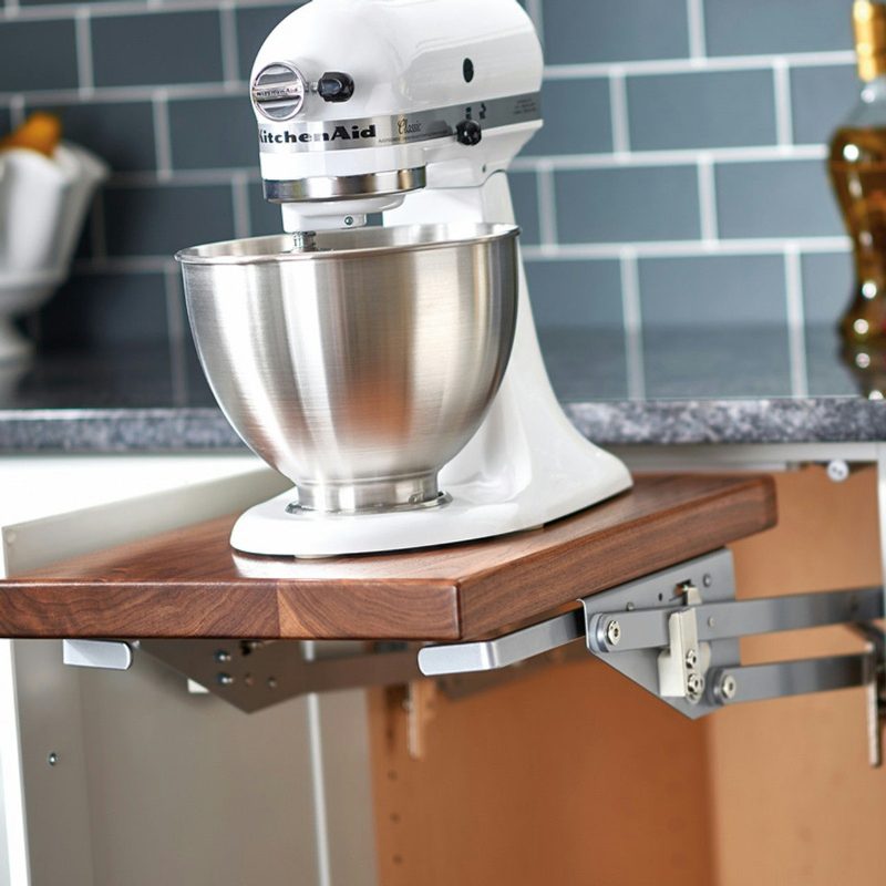 Lift-up appliance shelf