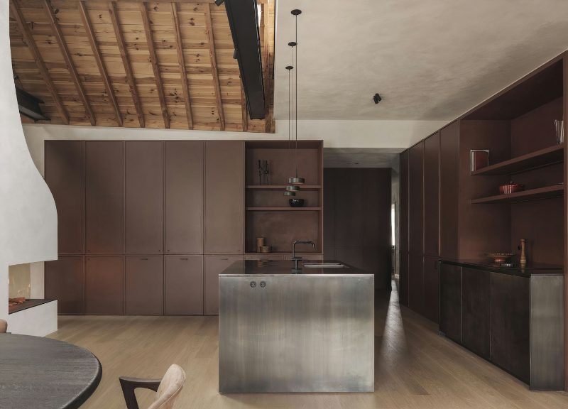 Stainless steel countertop in kitchen design