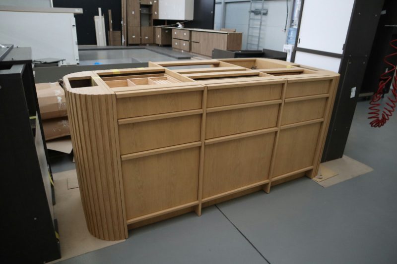 Fluted rounded Japandi island