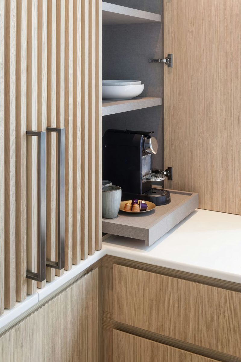Pull-out shelf with coffee station