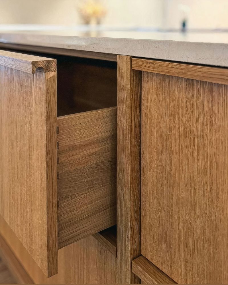 Finger-pull solid wood drawer