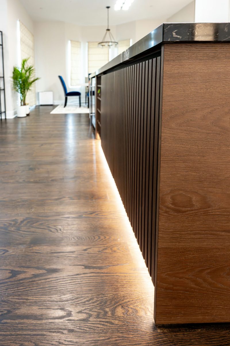 Island with fluted panel