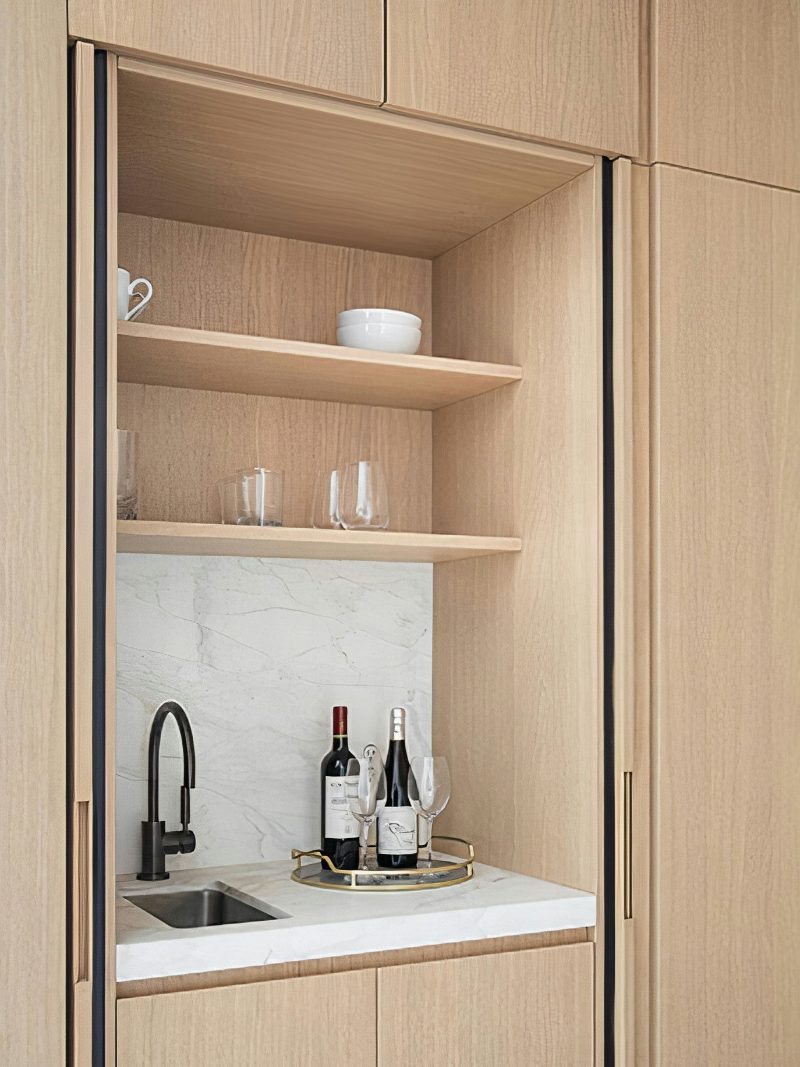 Pantry with pocket doors