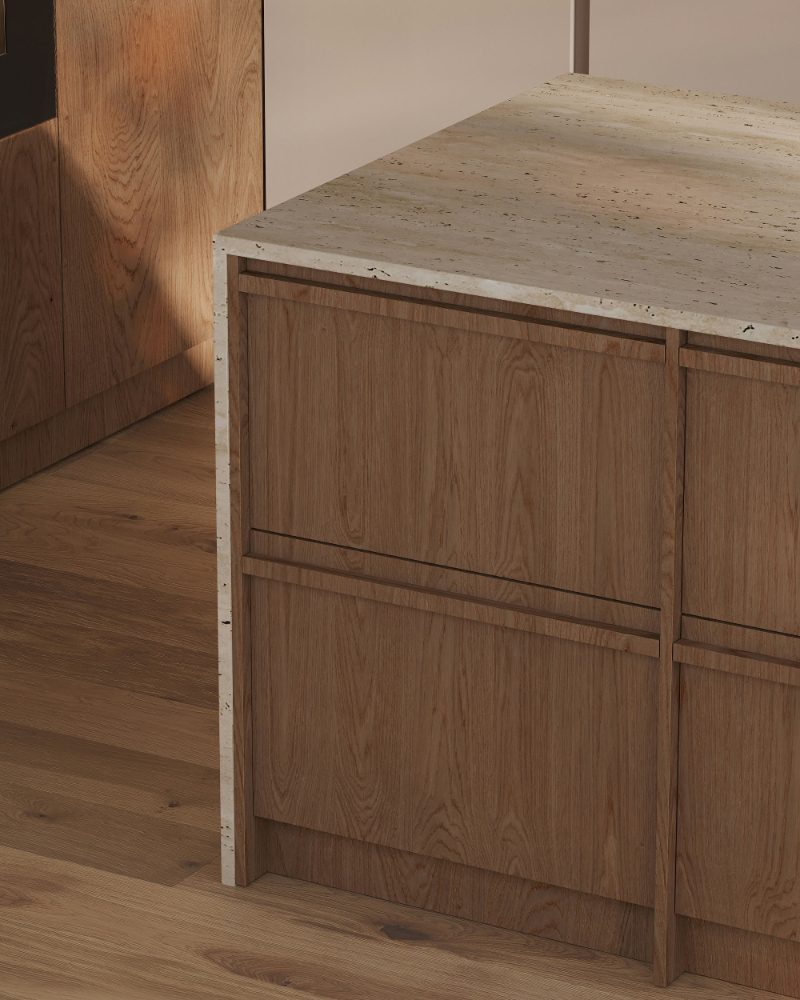 Light oak handleless cabinet
