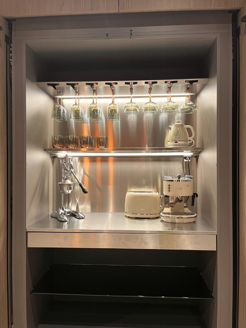 Pocket door appliance garage