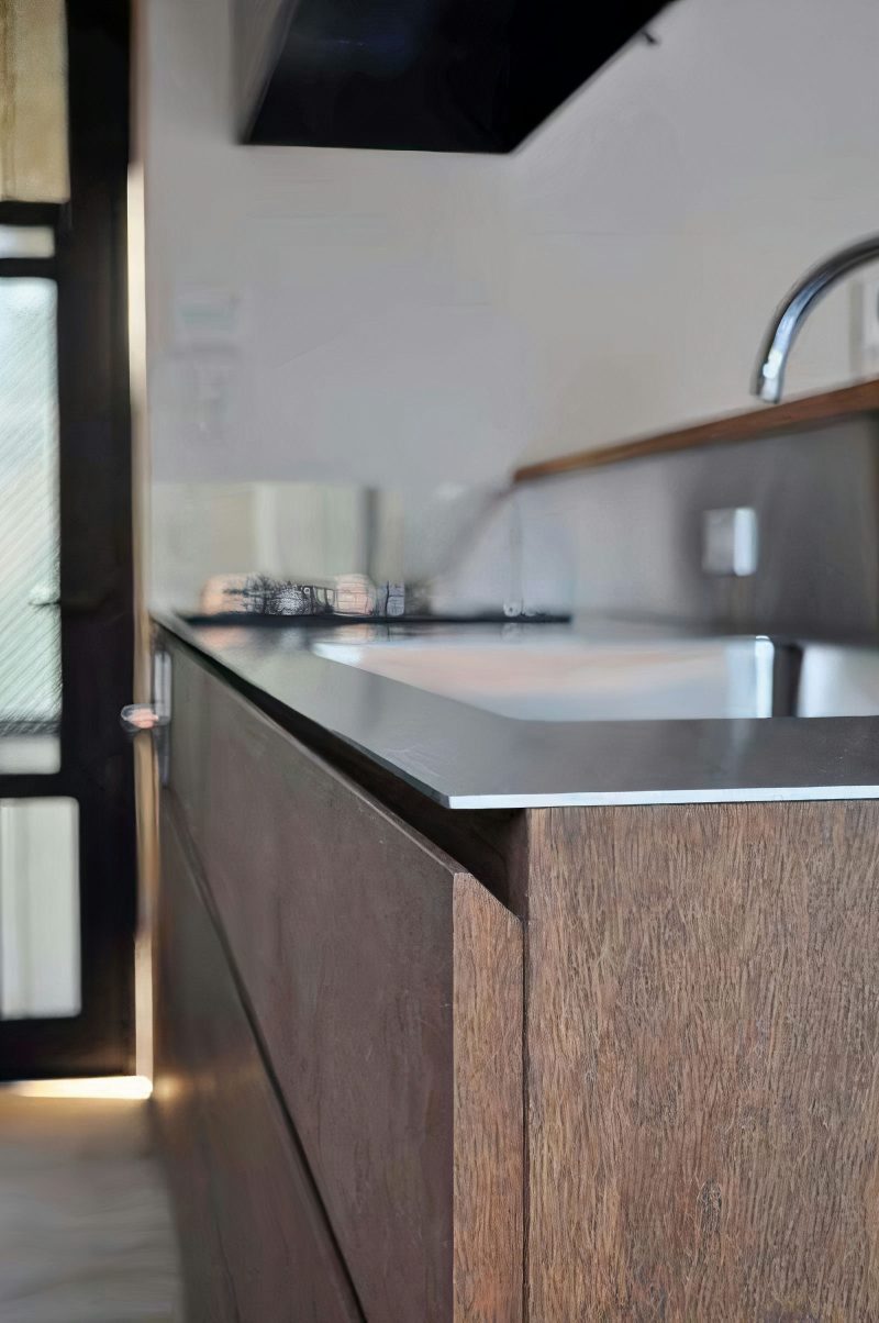 Beveled edge walnut drawer