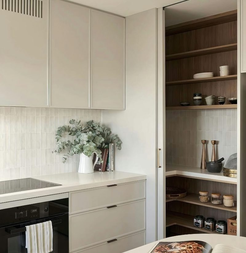 Slim shaker kitchen with pantry