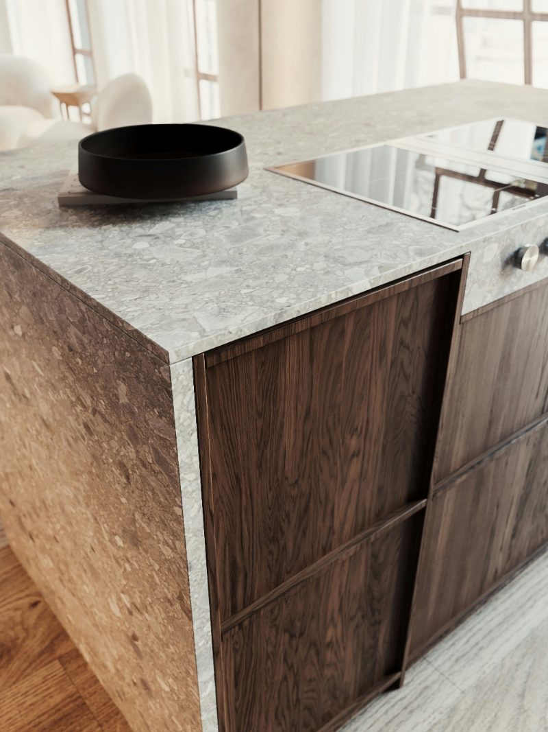 American walnut handleless cabinet