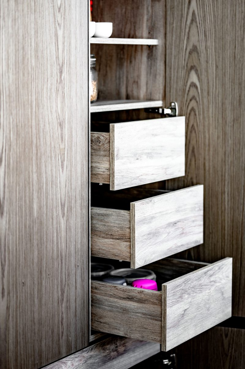 Wooden pantry drawers