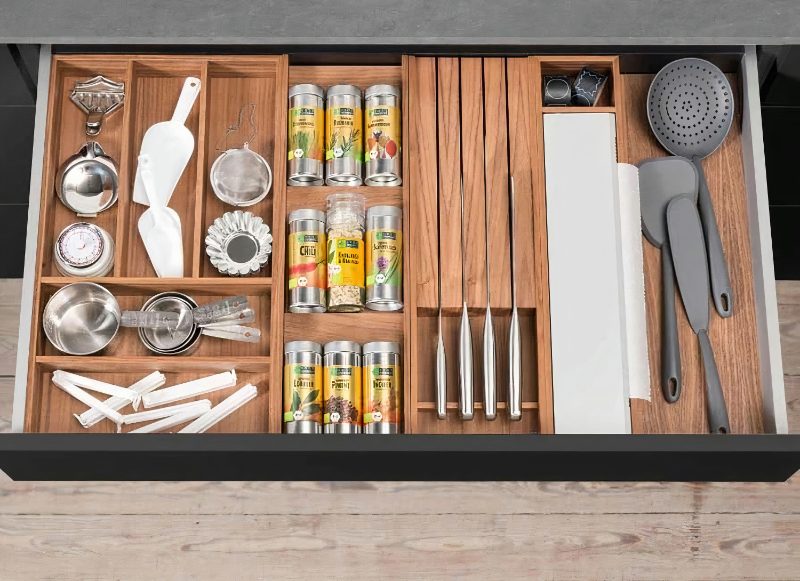 Wooden cutlery tray