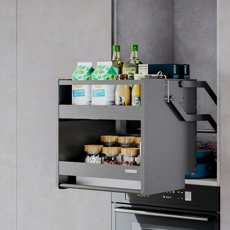 Pull-down shelves