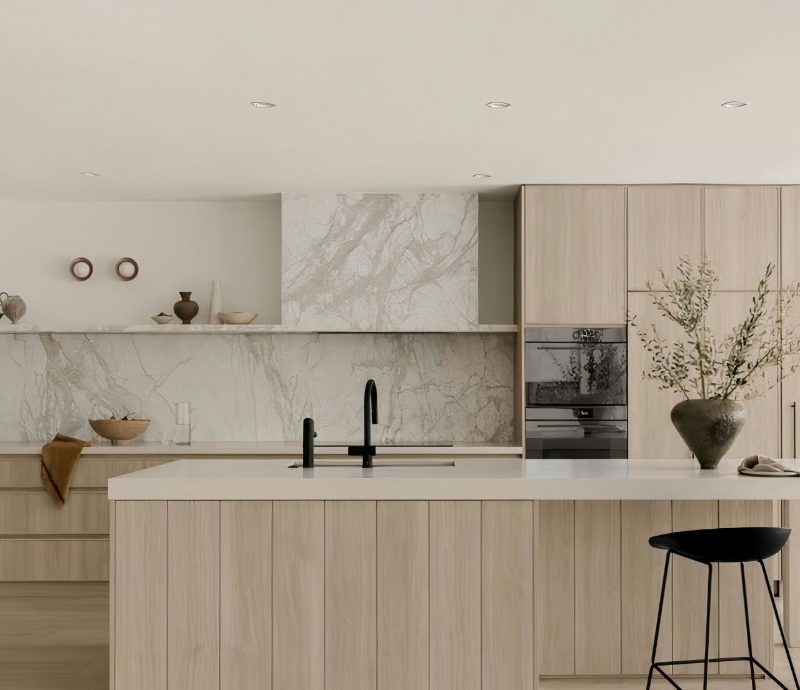 Stone range hood in kitchen design