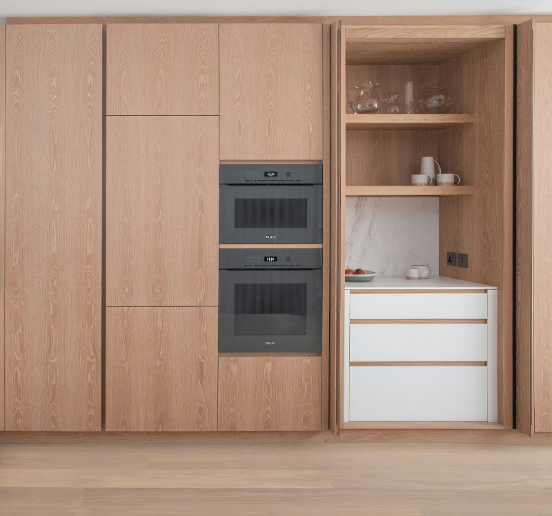 Pantry with pocket doors