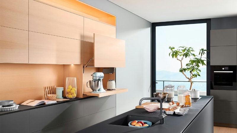 Shelf-lock drawer in kitchen design