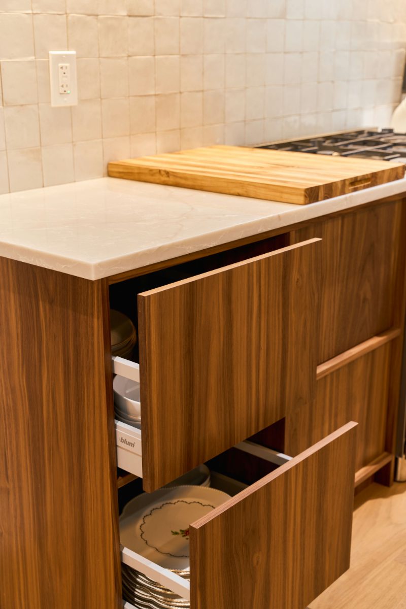 American walnut handleless cabinet