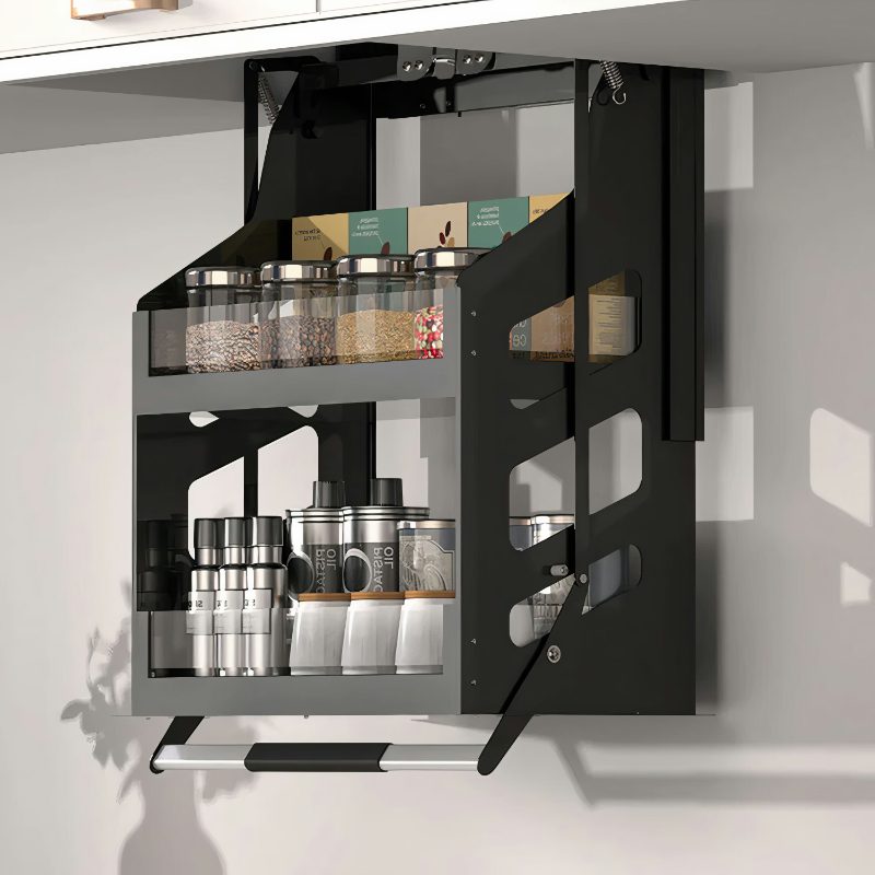 Pull-down shelves