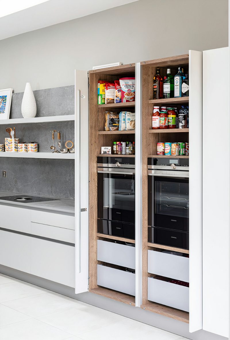 Pantry with pocket doors