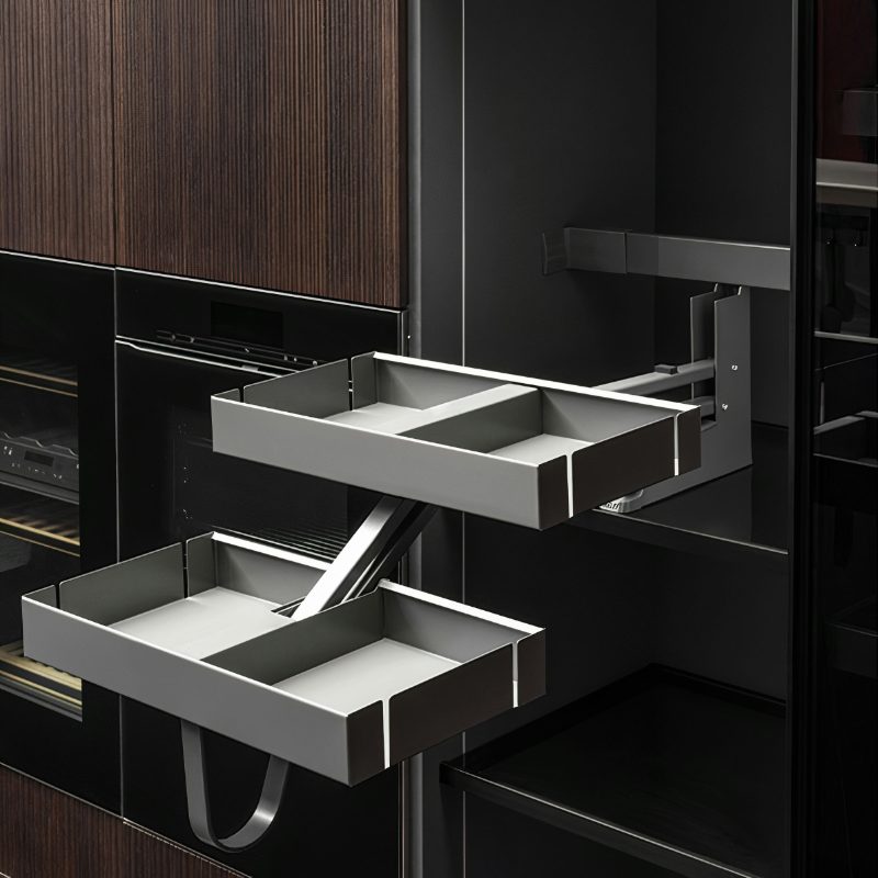 Pull-down shelves