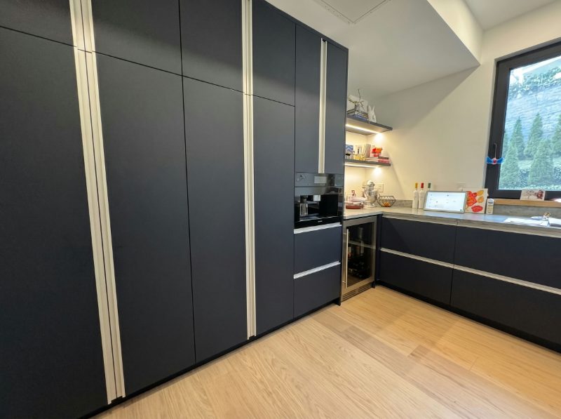 Dark nave minimalist pantry