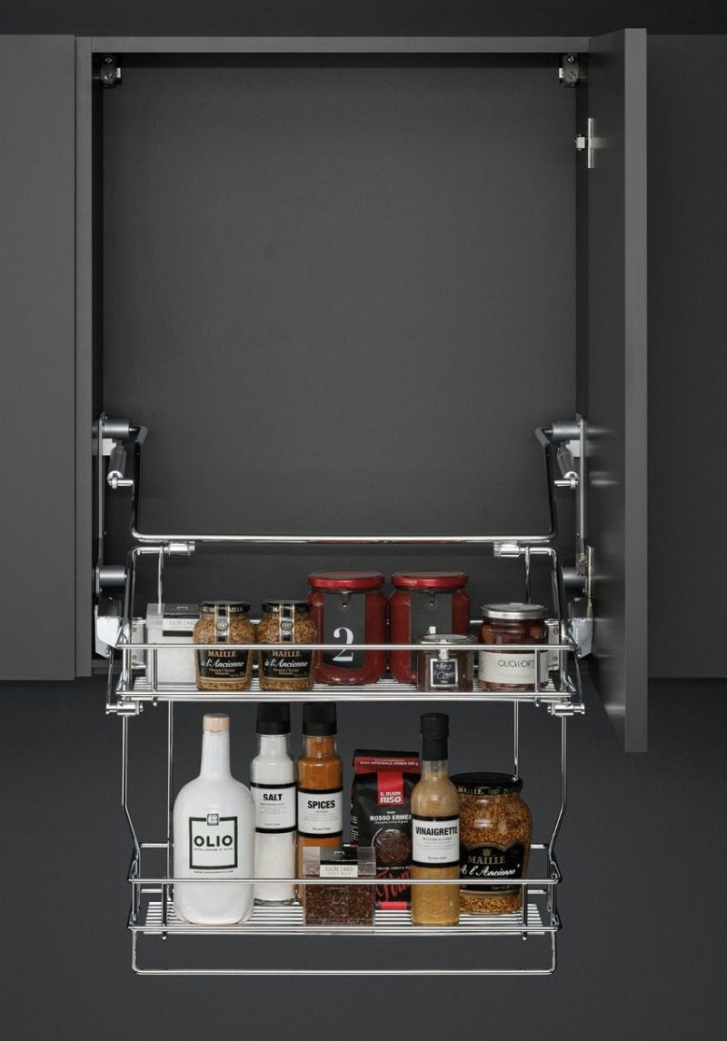 Pull-down shelves