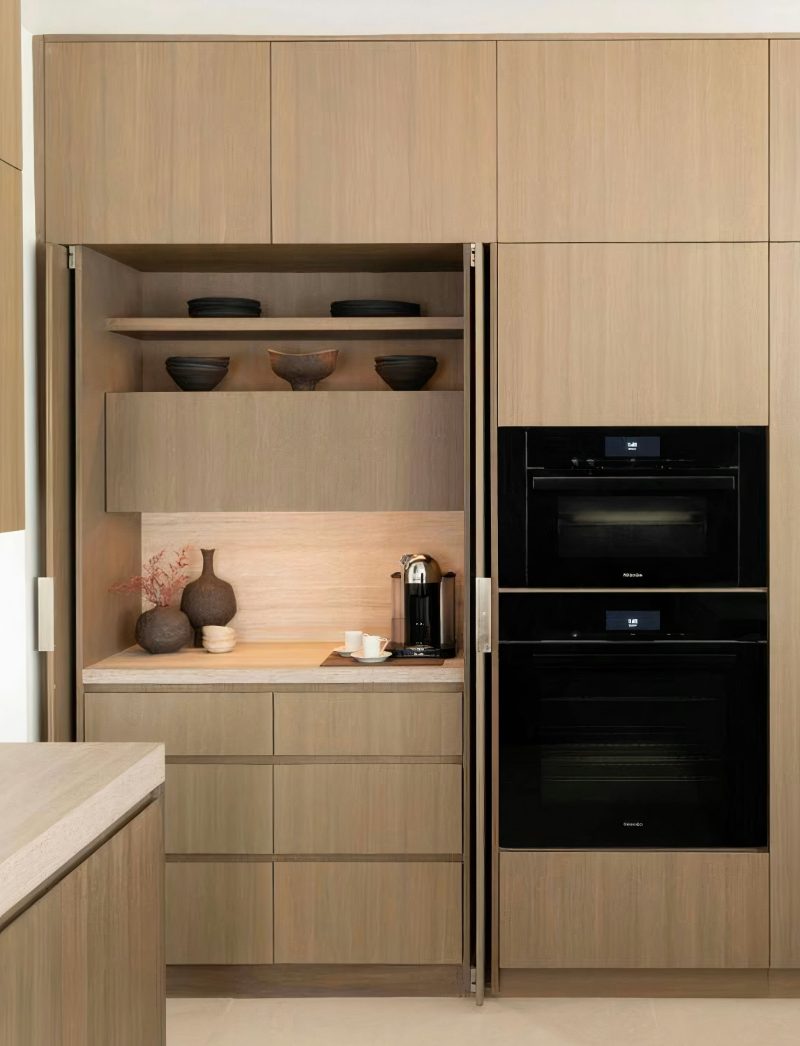 Pantry with pocket doors