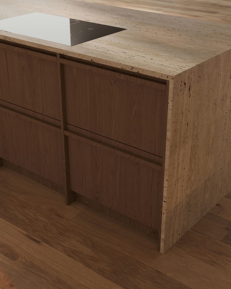 Dark oak handleless cabinet