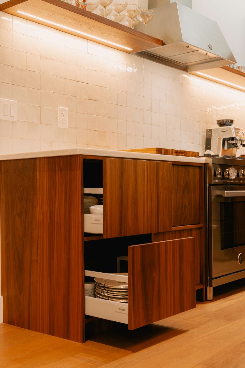 American walnut handleless cabinet