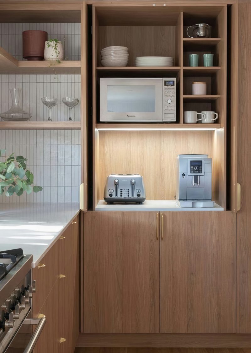 Microwave inside cabinet