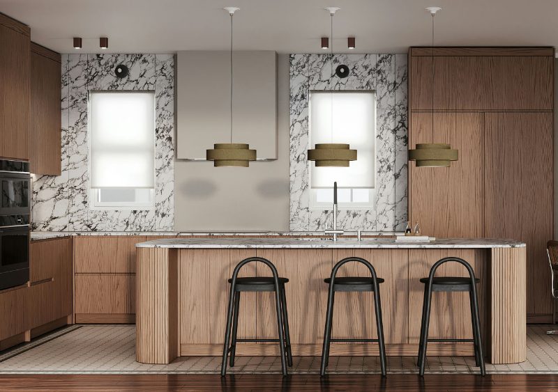 Fluted kitchen island