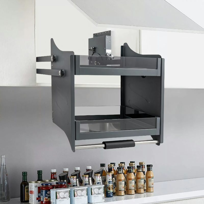 Pull-down shelves