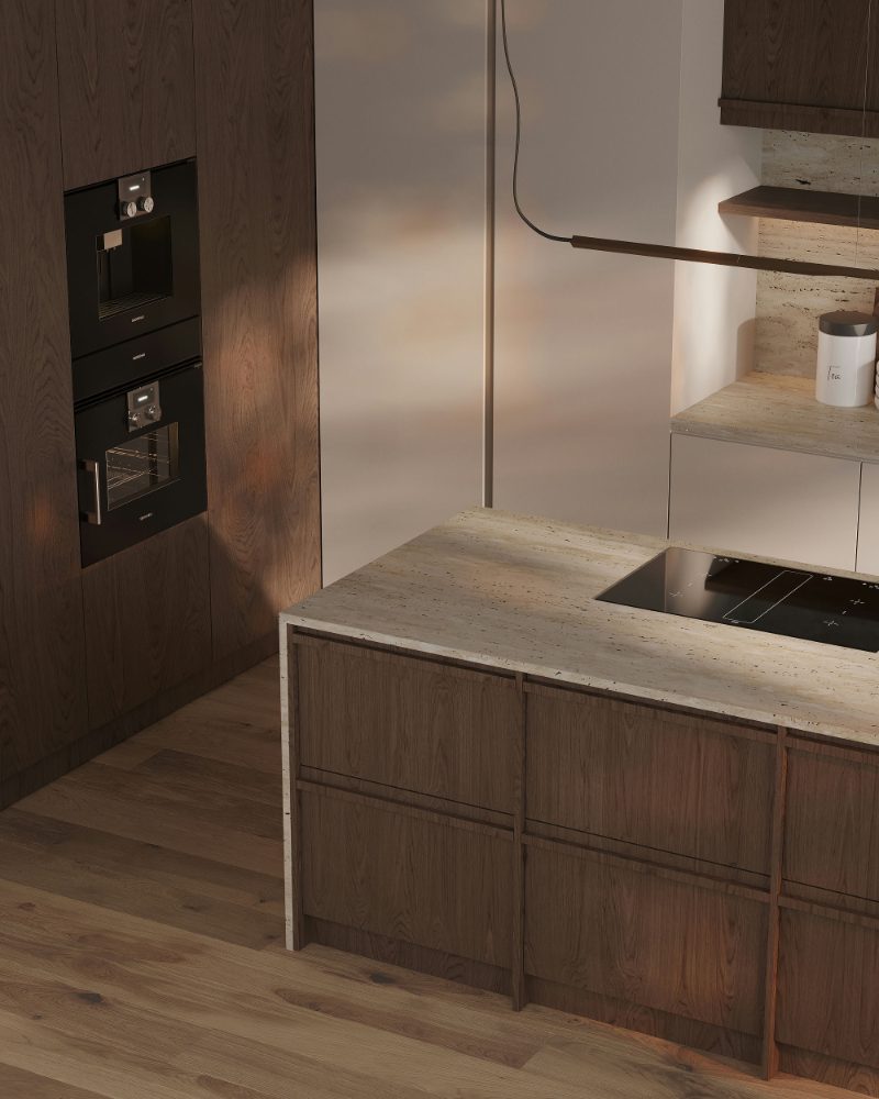 Dekton countertop on the kitchen island