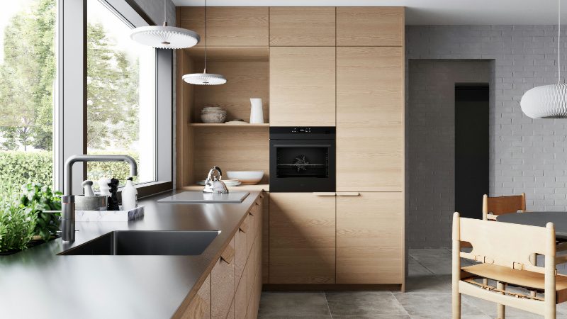 Stainless steel countertop in kitchen design