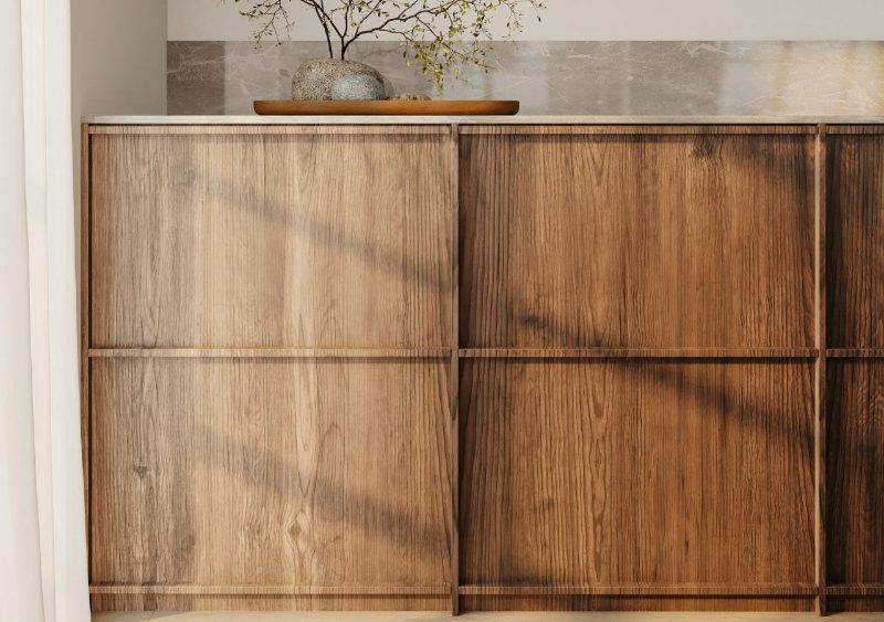 American walnut handleless cabinet