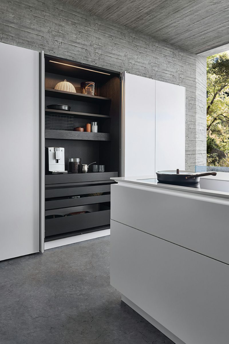 Pantry with pocket doors