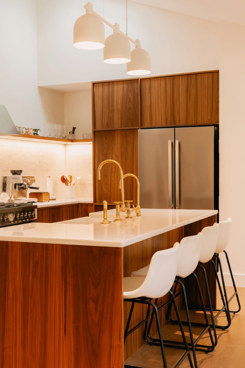American walnut front island