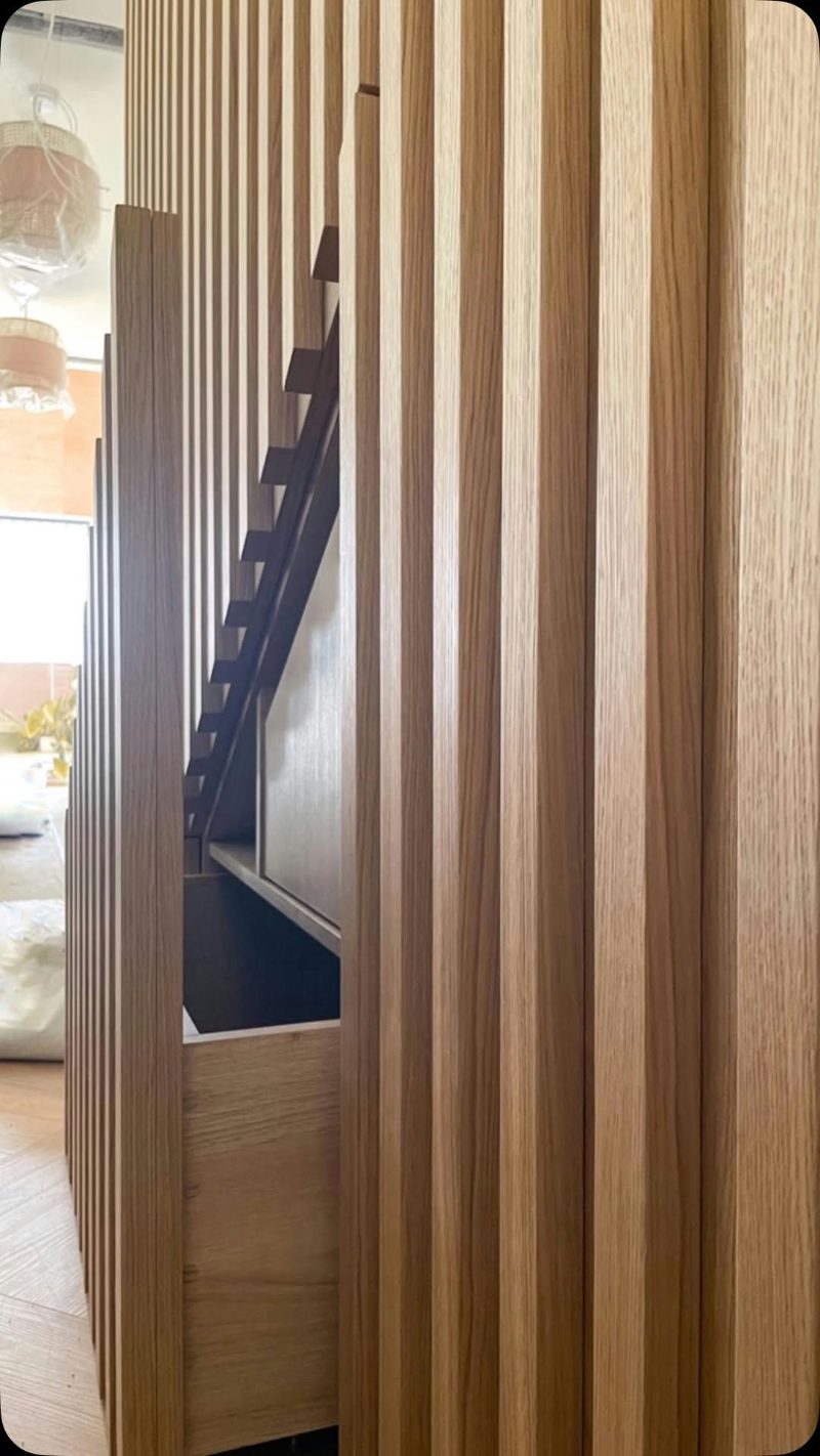 Fluted wooden island
