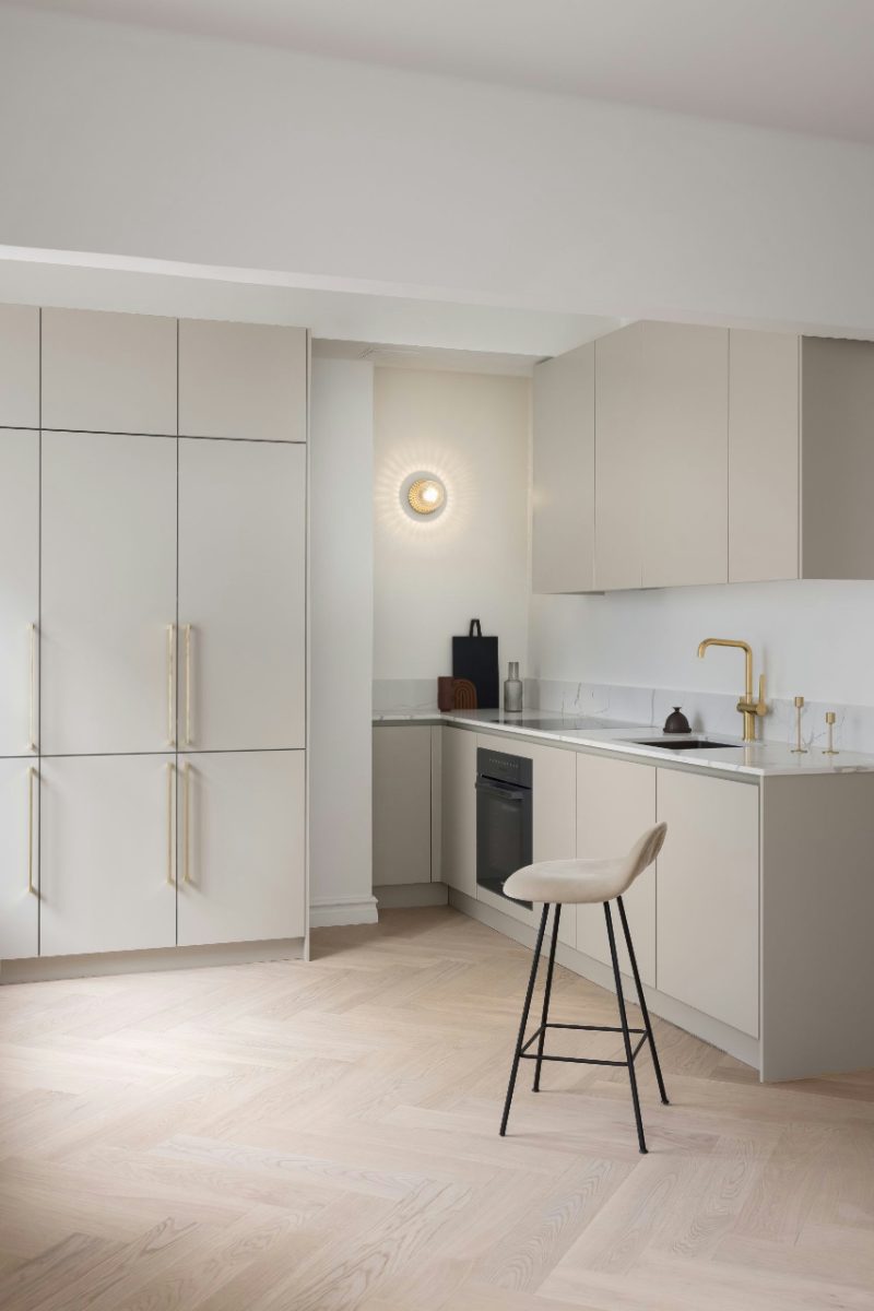 Beige slab kitchen