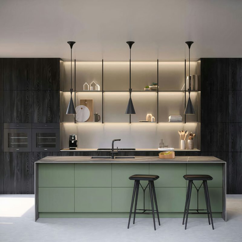 Green matte kitchen